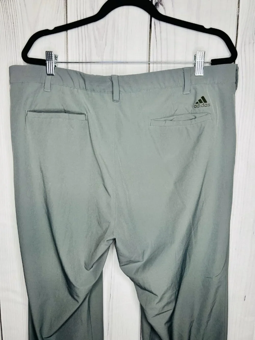 Adidas Mens Golf Pants 38x32 Gray Polyester Blend Straight Leg Flat Front